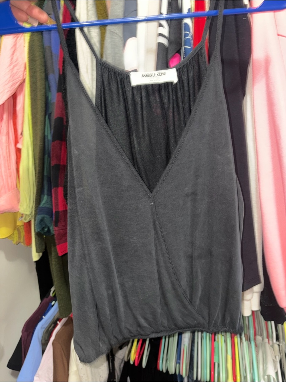 Double Zero Charcoal Gray V-Neck Wrap Camisole